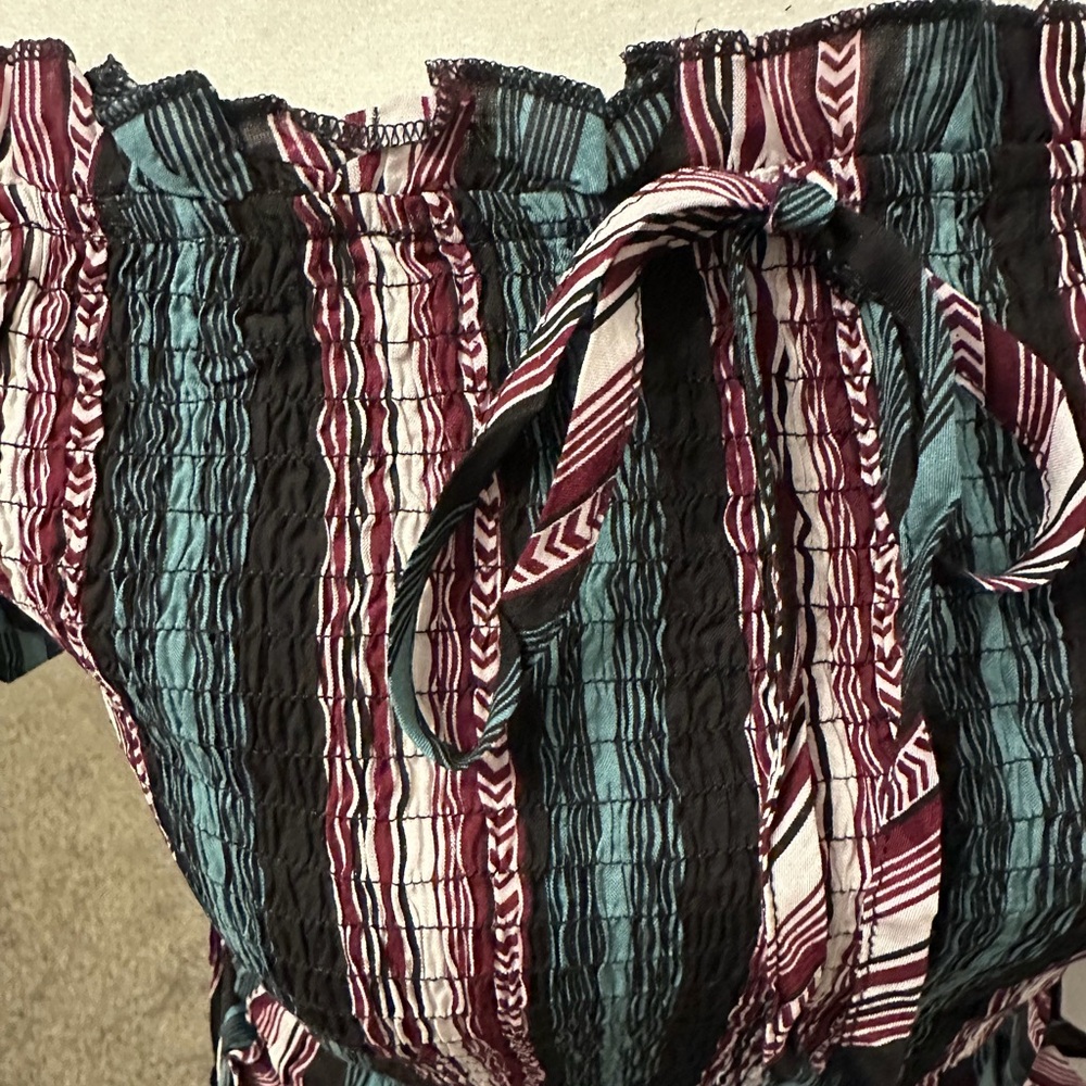 Striped Off-Shoulder Ruffle Top - Picture 4 of 4